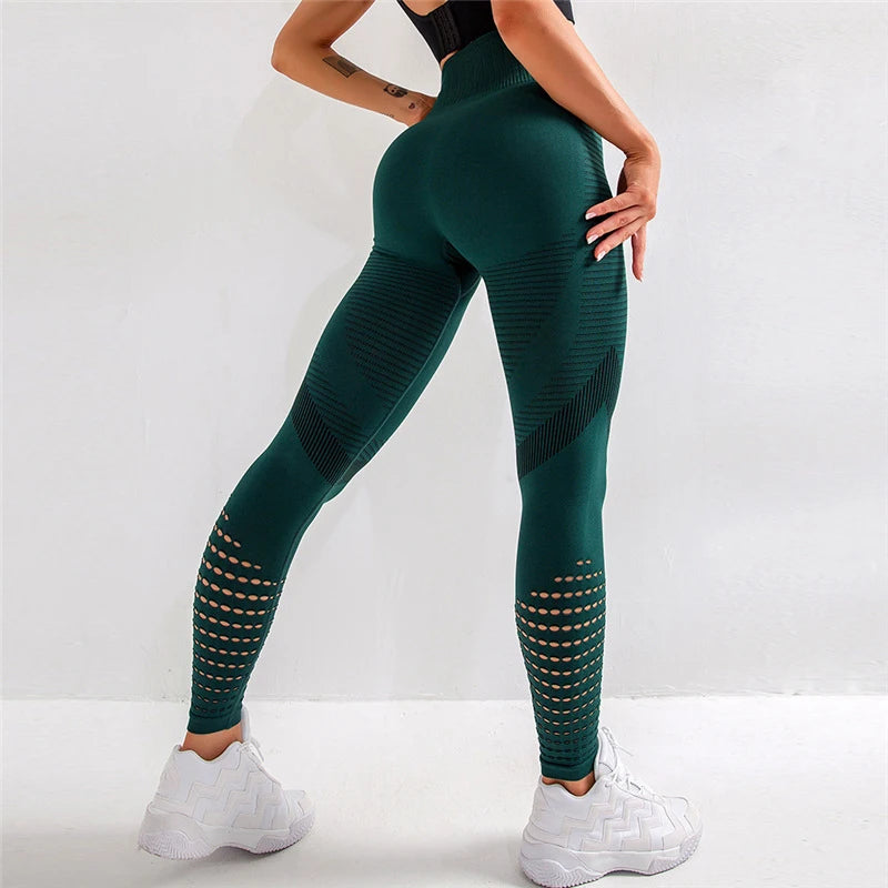 Seamless Yoga Pants Women Leggings High Waist Workout Running Sportwear Push Up Gym Trousers  Hollow Fitness Trainning Leggings